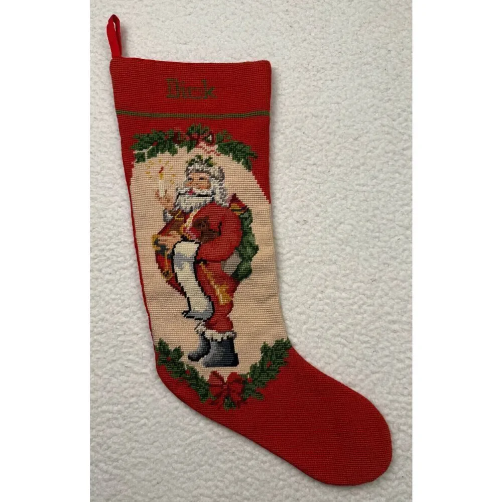 Steinwinder Enterprises Santa Toys List Embroidered Needlepoint Stocking‎